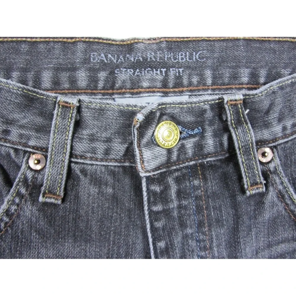 Banana Republic Jeans Men's (31x29.5) Straight Fit Selvedge Denim Charcoal Black